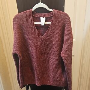 Calvin Klein Women's Burgundy V-Neck Sweater